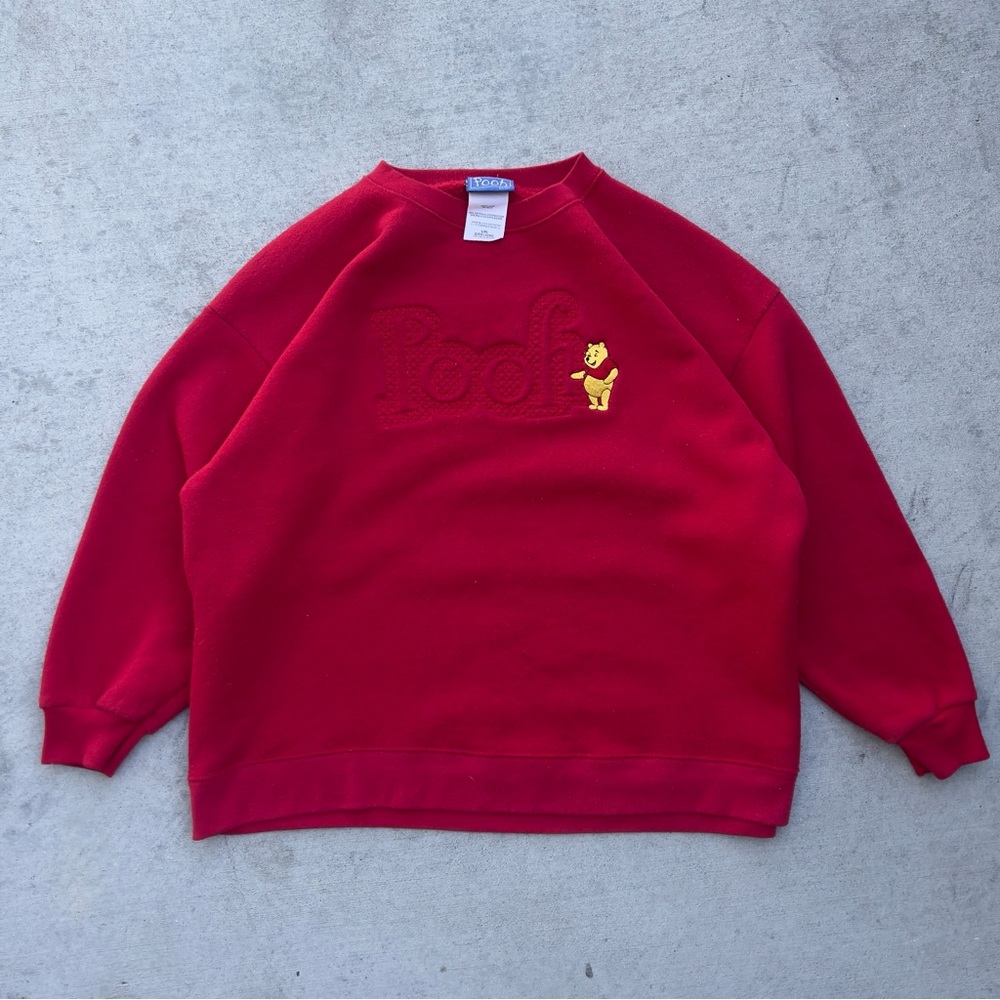 Vintage Rare 1990s Winnie the Pooh Red Disney Crewneck Sweatshirt